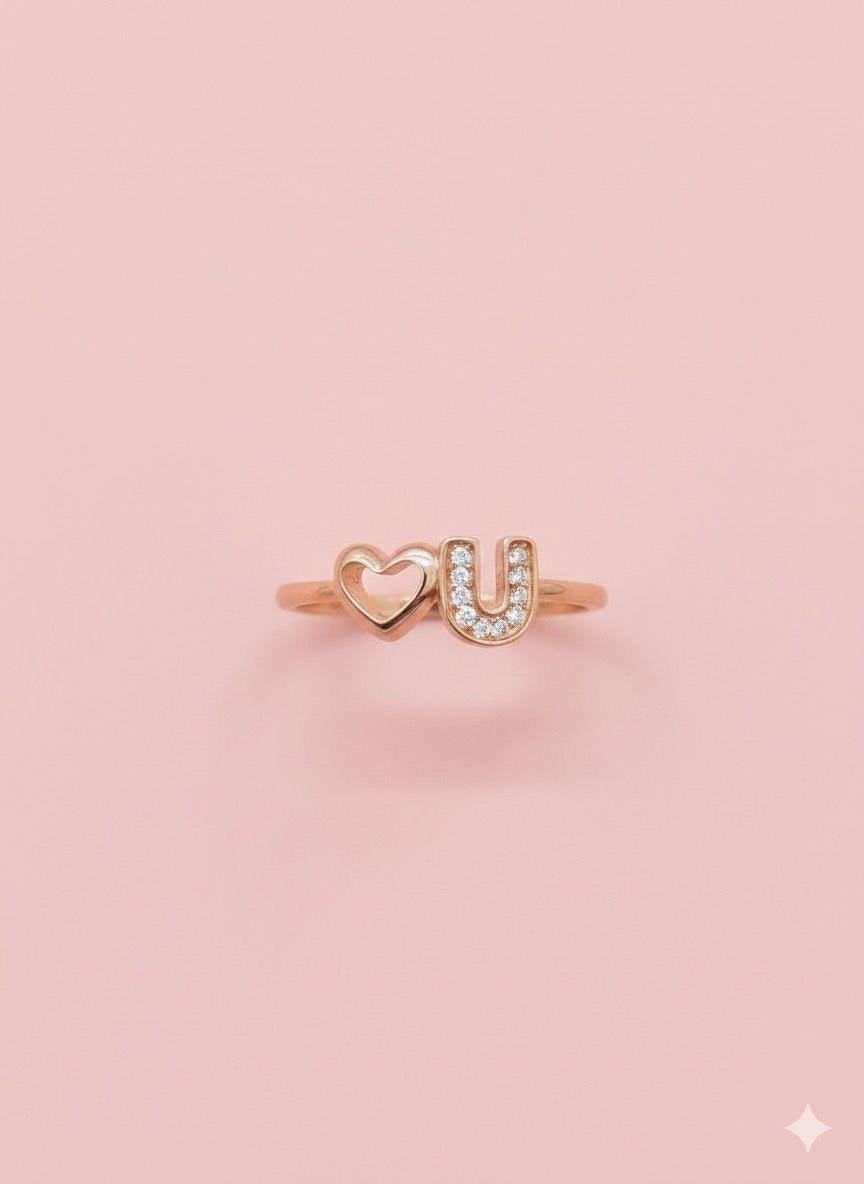 92.5 Silver Rose Gold Plated GenZ Love you Ring